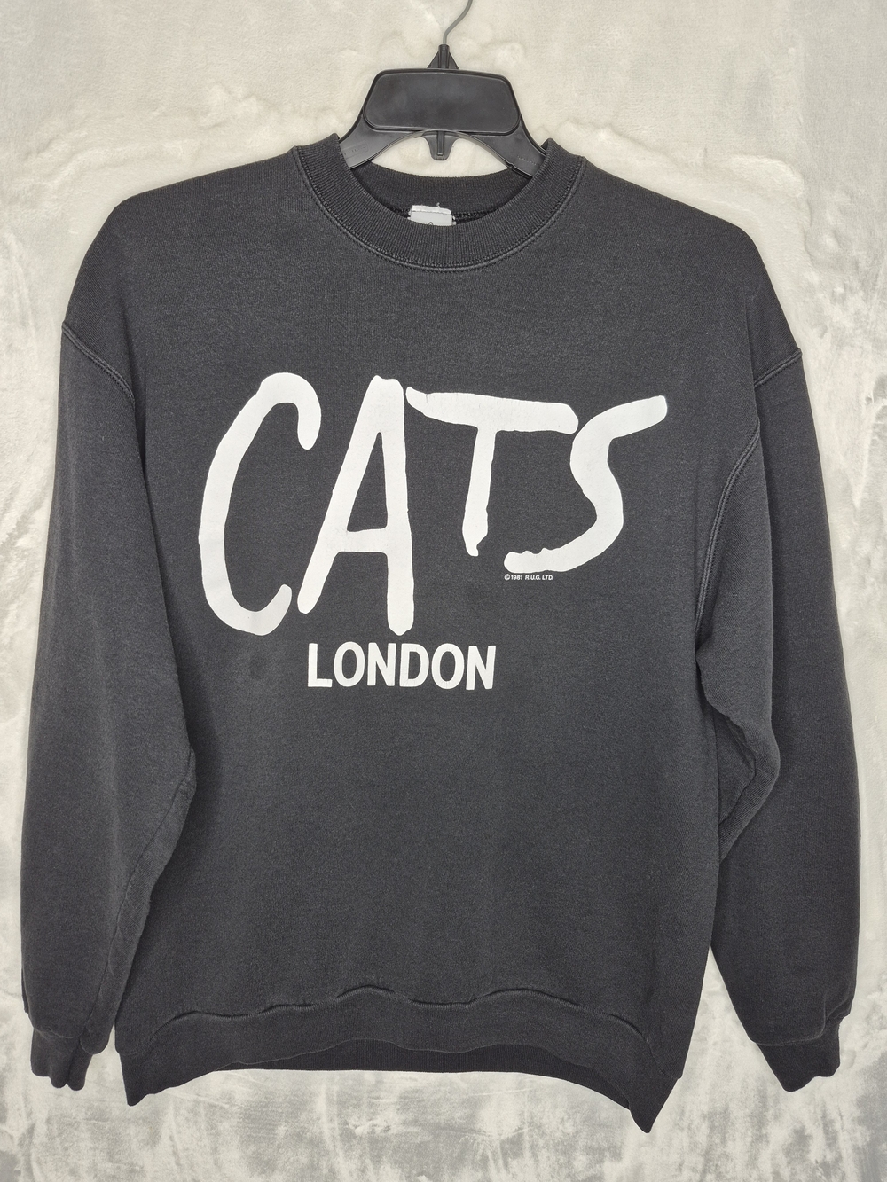 Vintage 1981 Cats The Musical London Graphic Sweatshirt Black Mens XL